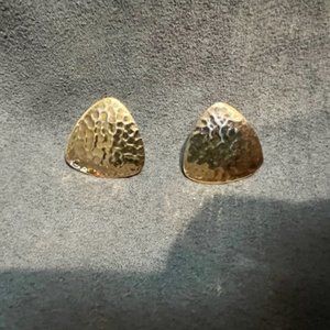 1980s Trifari Hammered Gold Triange Earrings